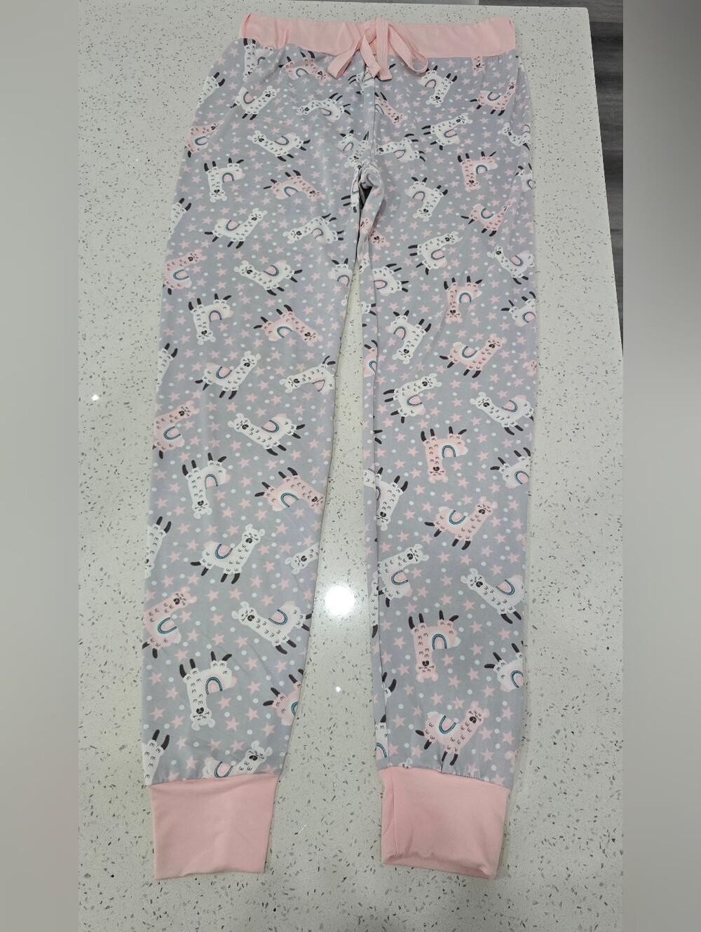 Bobbie Brooks Gray and Pink Llama Print Pajama Bottoms